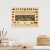 Dallas, TX Panorama Karte - 1892 Poster (Küche)