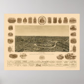 Dallas, TX Panorama Karte - 1892 Poster (Vorne)