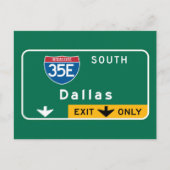 Dallas, TX Road Sign Postkarte (Vorderseite)
