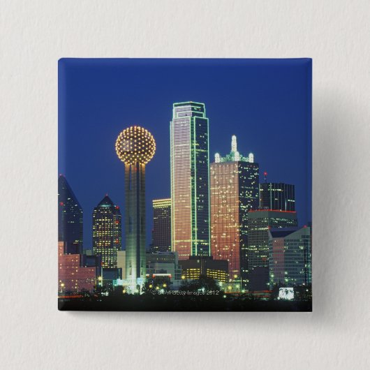 'Dallas, TX-Skyline nachts mit Wiedersehen Tower' Button (Vorderseite)