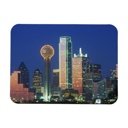 'Dallas, TX-Skyline nachts mit Wiedersehen Tower' Magnet (Horizontal)