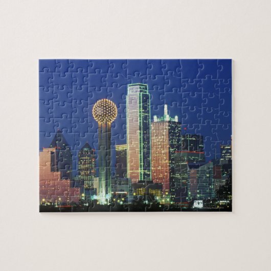 'Dallas, TX-Skyline nachts mit Wiedersehen Tower' Puzzle (Horizontal)