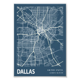 Dallas - United Staaten Blueprint City Map Fotodruck