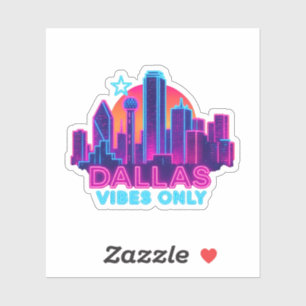 Dallas Vibes Only – Neon-Skyline 1980er Synthwave  Aufkleber