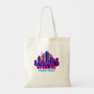 Dallas Vibes Only – Neon Skyline 1980er Synthwave Tragetasche