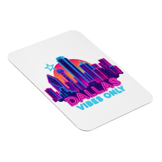Dallas Vibes Only – Neon Skyline 1980s Synthwave A Magnet (Rechte Seite)