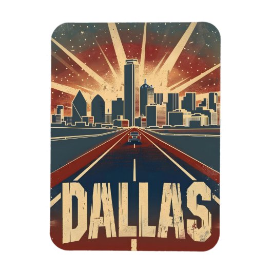 Dallas Vintage Reise und Kunst Magnet (Vertikal)