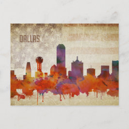 Dallas | Wasserfarbe Stadt Skyline Postkarte