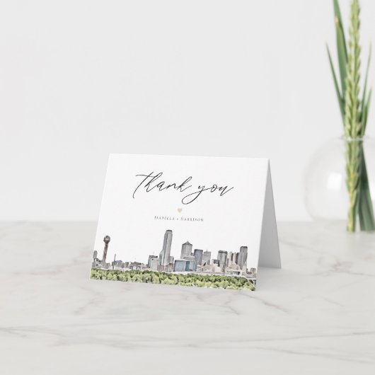 DALLAS Watercolor Skyline Thank You Card Dankeskarte (Vorderseite)