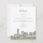 DALLAS Watercolor Skyline Wedding Details Card Einladung (Vorderseite)