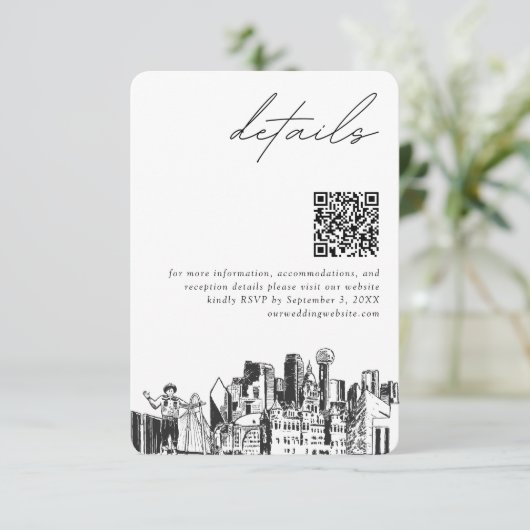 Dallas Wedding Details QR Code Small Begleitkarte (Stehend Vorderseite)