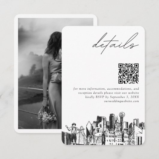 Dallas Wedding Details QR Code Small Begleitkarte (Vorne/Hinten)