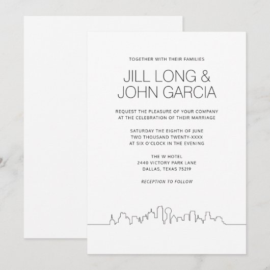 Dallas Wedding Einladung (Vorne/Hinten)