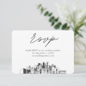 Dallas Wedding Minimalistisch Sketch UAWG Begleitkarte (Stehend Vorderseite)