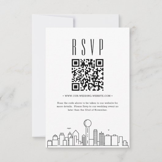 Dallas Wedding QR Code UAWG Einladung (Vorderseite)