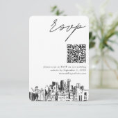 Dallas Wedding RSVP QR Code Small Enclosure Card Begleitkarte (Stehend Vorderseite)