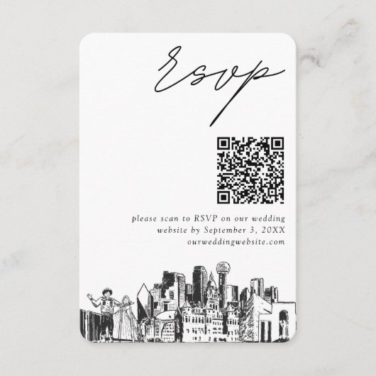 Dallas Wedding RSVP QR Code Small Enclosure Card Begleitkarte (Vorderseite)