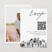 Dallas Wedding RSVP QR Code Small Enclosure Card Begleitkarte (Vorne/Hinten)