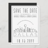 Dallas Wedding Stylized Skyline Save the Date Einladung (Vorne/Hinten)