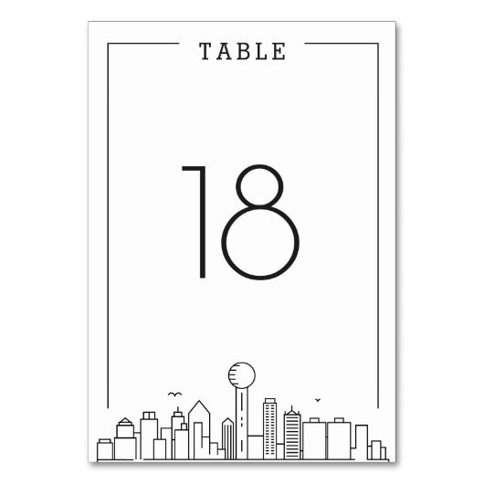 Dallas Wedding | TISCHNUMMER (Vorderseite)