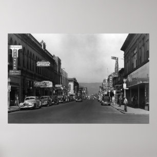Dalles, Oregon Main Street Town View Poster
