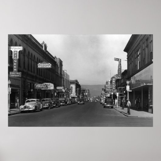 Dalles, Oregon Main Street Town View Poster (Vorne)