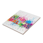 Dalles Texas Skyline-Farben-Spritzer-Illustration Fliese (Seite)