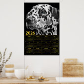 Dalmatian 2026 Calendar – Black & White Elegance Poster (Küche)