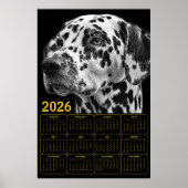 Dalmatian 2026 Calendar – Black & White Elegance Poster (Vorne)