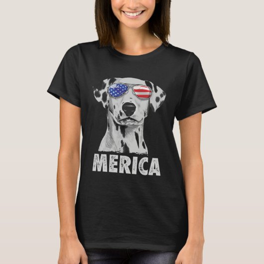 Dalmatian 4th of July Merica Men American Flag Sun T-Shirt (Vorderseite)