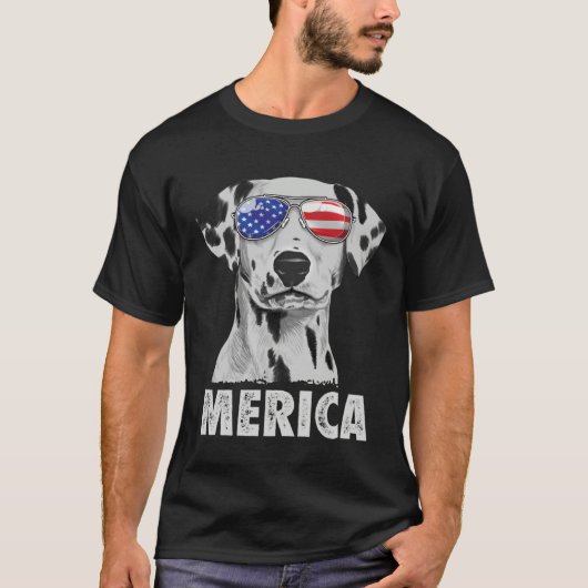 Dalmatian 4th of July Merica Men American Flag Sun T-Shirt (Vorderseite)