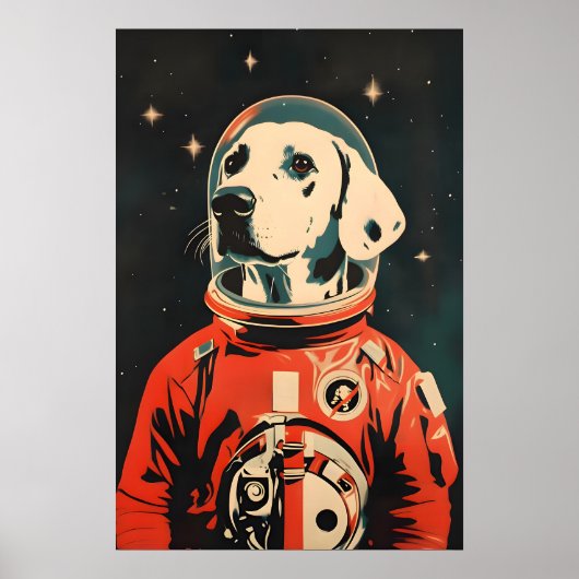 Dalmatian Astronaut Poster, Dalmatian Retro Print Poster (Vorne)