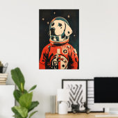 Dalmatian Astronaut Poster, Dalmatian Retro Print Poster (Heimbüro)