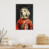 Dalmatian Astronaut Poster, Dalmatian Retro Print Poster (Küche)