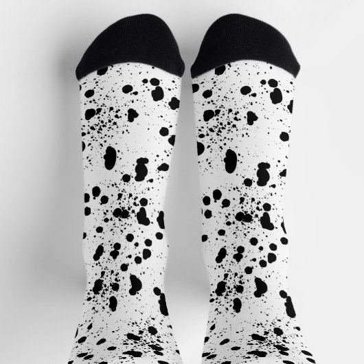 Dalmatian Black and White Print Pattern Socken (Oben)