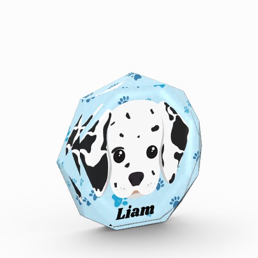 Dalmatian Blue Paw Print Personalized Fotoblock (Links)