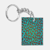 Dalmatian Brown and Teal Print Schlüsselanhänger (Vorderseite links)