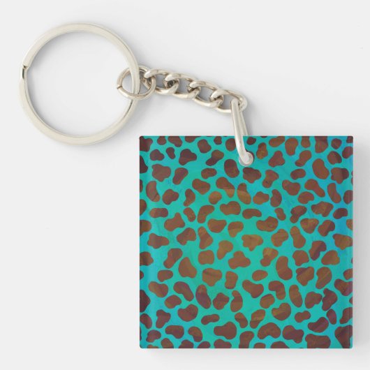 Dalmatian Brown and Teal Print Schlüsselanhänger (Vorderseite)