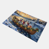 Dalmatian Christmas Boat Holiday Fußmatte (Schrägansicht)