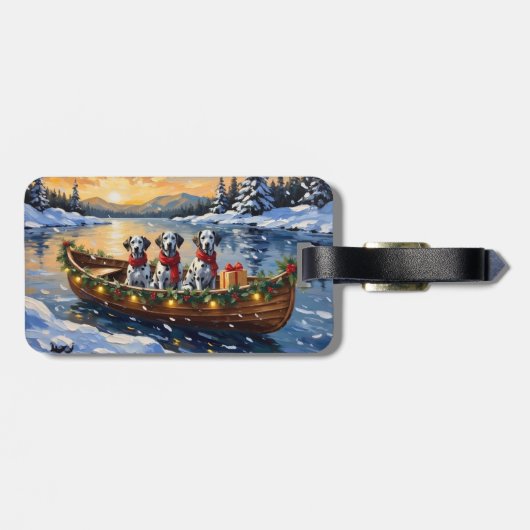 Dalmatian Christmas Boat Holiday Gepäckanhänger (Rückseite horizontal)