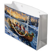 Dalmatian Christmas Boat Holiday Große Geschenktüte (Rückseite Schrägansicht)