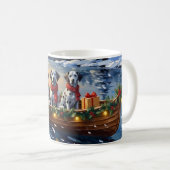 Dalmatian Christmas Boat Holiday Kaffeetasse (VorderseiteRechts)