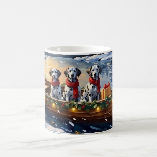 Dalmatian Christmas Boat Holiday Kaffeetasse (Mittel)