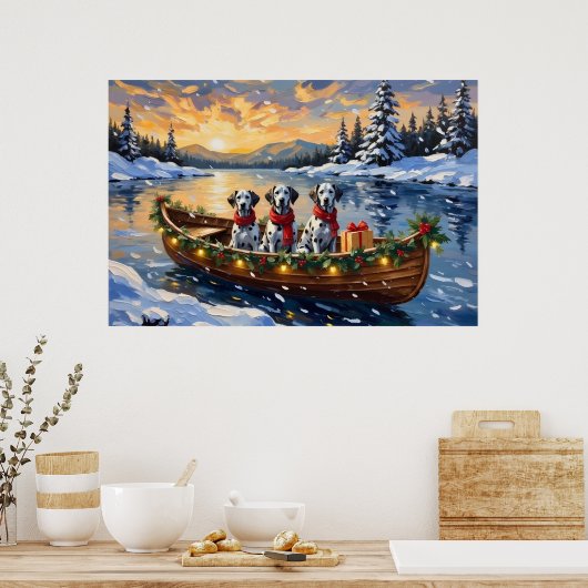 Dalmatian Christmas Boat Holiday Poster (Küche)