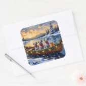 Dalmatian Christmas Boat Holiday Quadratischer Aufkleber (Umschlag)