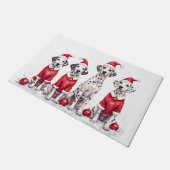 Dalmatian Christmas Dress Santa Hat Fußmatte (Schrägansicht)