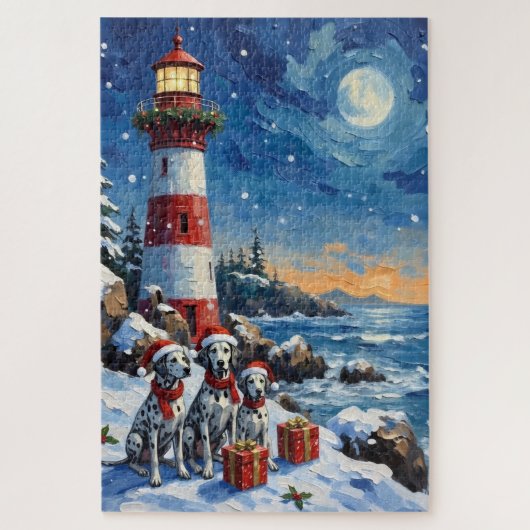 Dalmatian Christmas Lighthouse Holiday Puzzle (Vertikal)