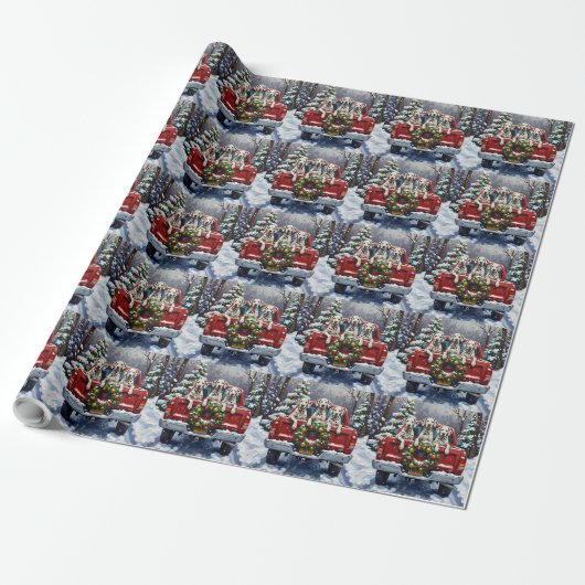 Dalmatian Christmas Red Truck Holiday Geschenkpapier (Ungerollt)