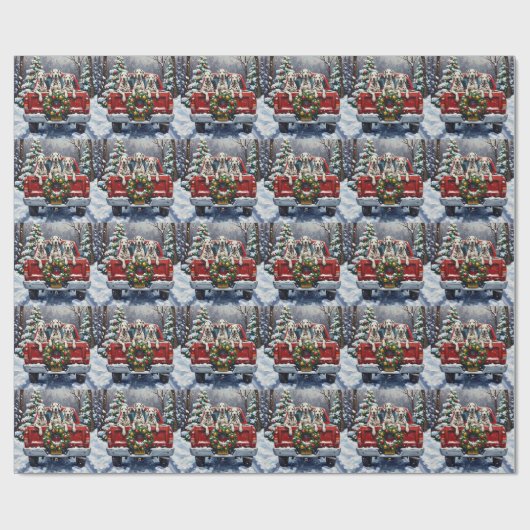 Dalmatian Christmas Red Truck Holiday Geschenkpapier (Flach)