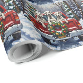 Dalmatian Christmas Red Truck Holiday Geschenkpapier (Rolleneckpunkt)